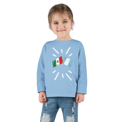 Guatemala and Mexico Long Sleeve Toddler Tee I Camiseta manga larga para Toddler Guatemala y México I Cultura Guatemalteco y Mexicanos