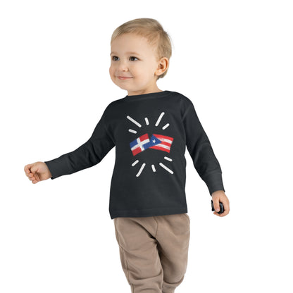 Puerto Rico & Dominican Republic Long Sleeve Toddler Tee I Camiseta manga larga para Toddler Puerto Rico y República Dominicana