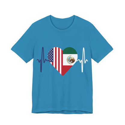 Mexico and United State Short Sleeve Tee I Camisa Unisexo manga corta México y Estados Unidos