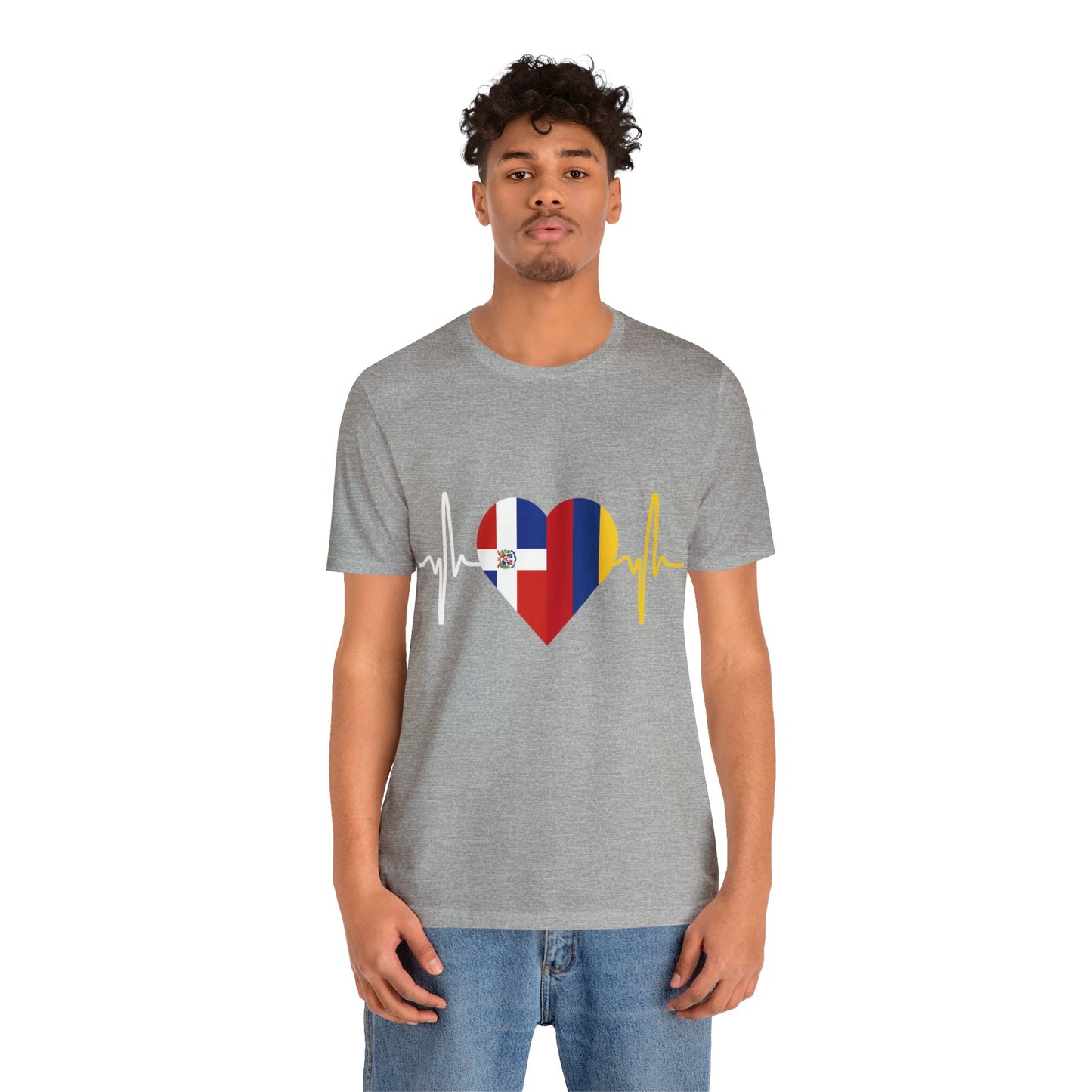 Colombia & Dominican Republic Unisex Short Sleeve Tee, Camisa Unisexo manga corta Colombia y República Dominicana