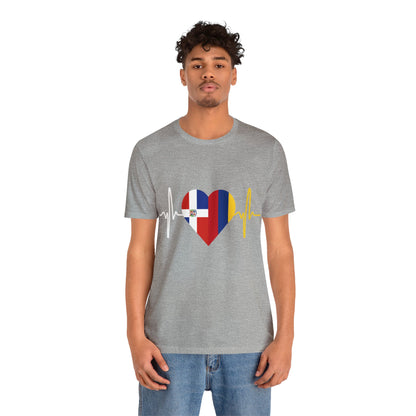 Colombia & Dominican Republic Unisex Short Sleeve Tee, Camisa Unisexo manga corta Colombia y República Dominicana