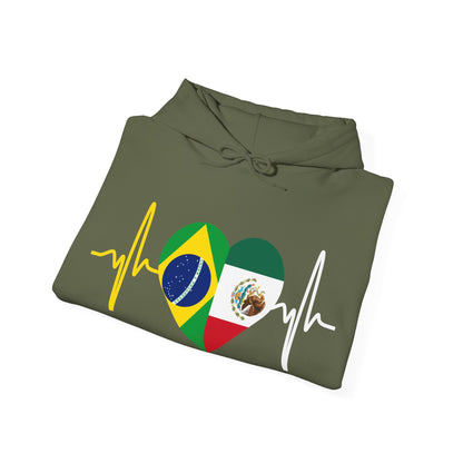 Mexico and Brazil Unisex Hooded Sweatshirt I Sudadera Unisexo México and Brazil