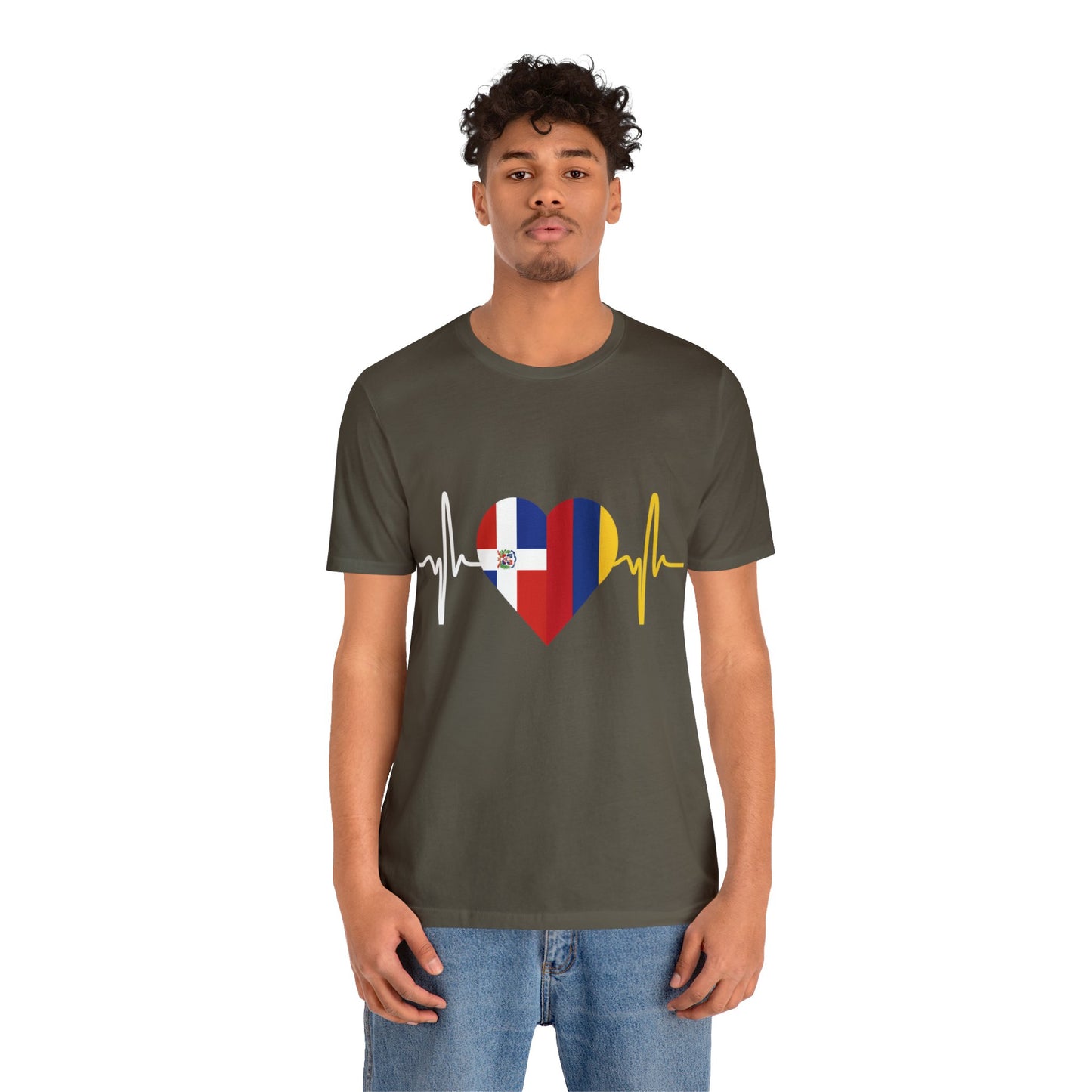 Colombia & Dominican Republic Unisex Short Sleeve Tee, Camisa Unisexo manga corta Colombia y República Dominicana