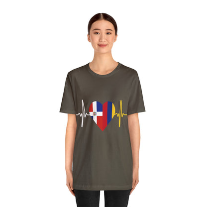 Colombia & Dominican Republic Unisex Short Sleeve Tee, Camisa Unisexo manga corta Colombia y República Dominicana