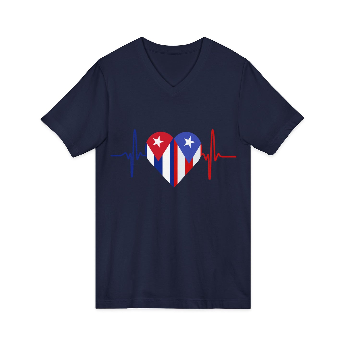 Puerto Rico and Cuba Short Sleeve V-Neck Tee