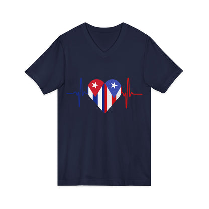 Puerto Rico and Cuba Short Sleeve V-Neck Tee