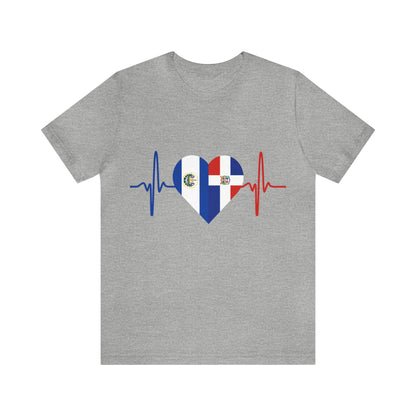 El Salvador & Dominican Republic Unisex Short Sleeve Tee I Camisa Unisexo manga corta El Salvador y República Dominicana