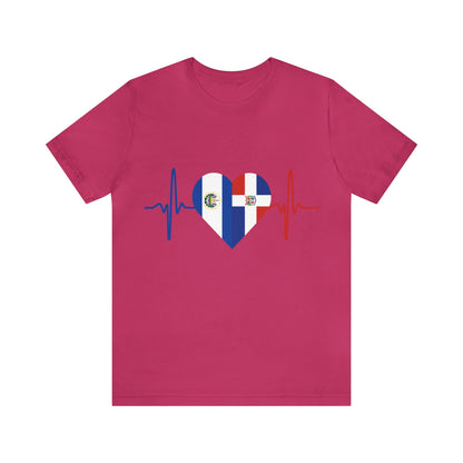 El Salvador & Dominican Republic Unisex Short Sleeve Tee I Camisa Unisexo manga corta El Salvador y República Dominicana
