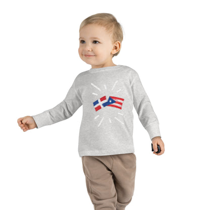 Puerto Rico & Dominican Republic Long Sleeve Toddler Tee I Camiseta manga larga para Toddler Puerto Rico y República Dominicana