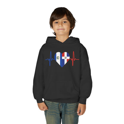 El Salvador and Dominican Republic Youth Hooded Sweatshirt I Sudadera para Niños El Salvador y República Dominicana