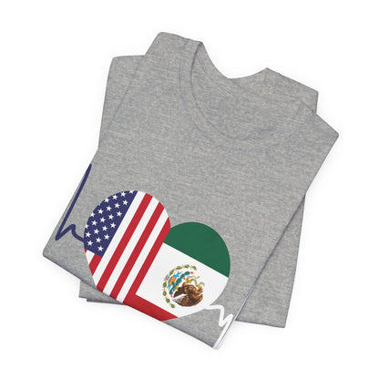 Mexico and United State Short Sleeve Tee I Camisa Unisexo manga corta México y Estados Unidos