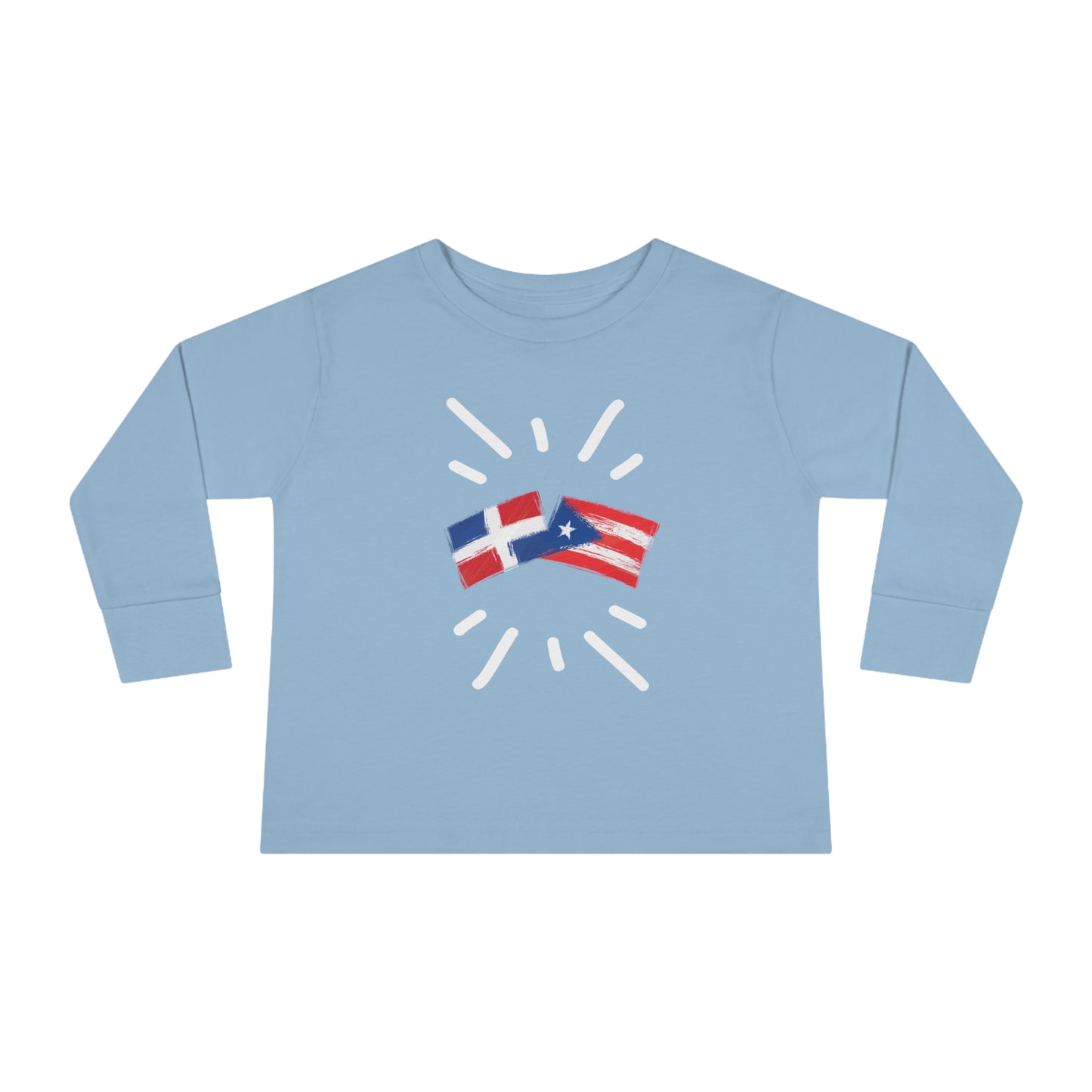 Puerto Rico & Dominican Republic Long Sleeve Toddler Tee I Camiseta manga larga para Toddler Puerto Rico y República Dominicana