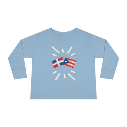 Puerto Rico & Dominican Republic Long Sleeve Toddler Tee I Camiseta manga larga para Toddler Puerto Rico y República Dominicana