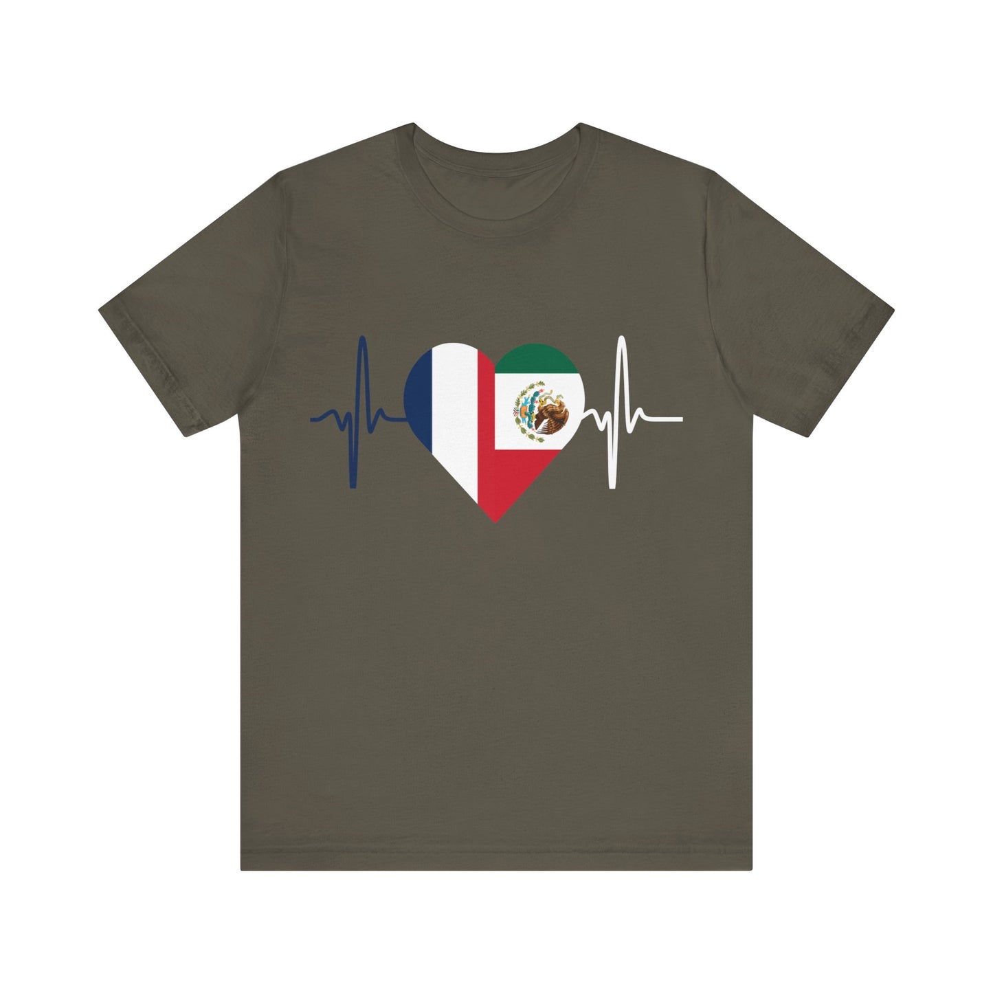 France and Mexico Unisex Short Sleeve Tee, Camisa Unisexo manga corta Francia y México